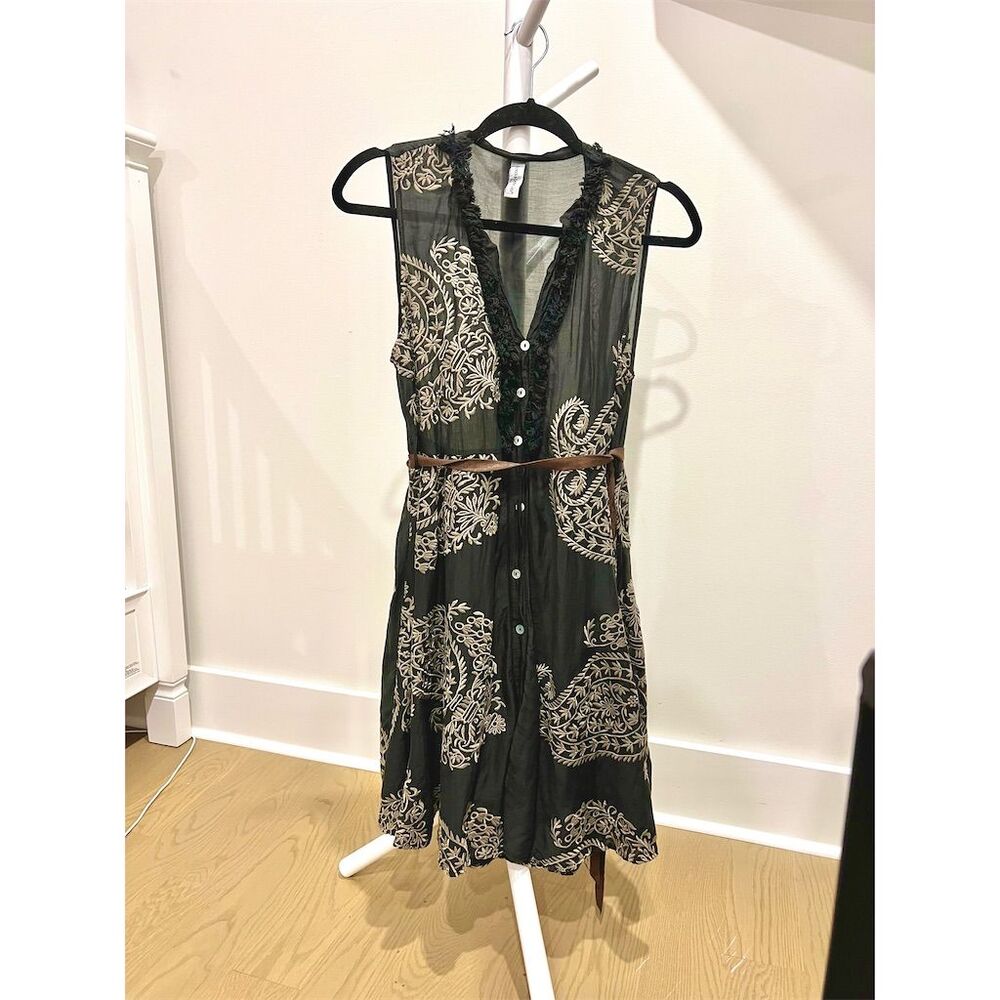 Tensione In Women's Black Paisley Embroidered Midi Dress Size S